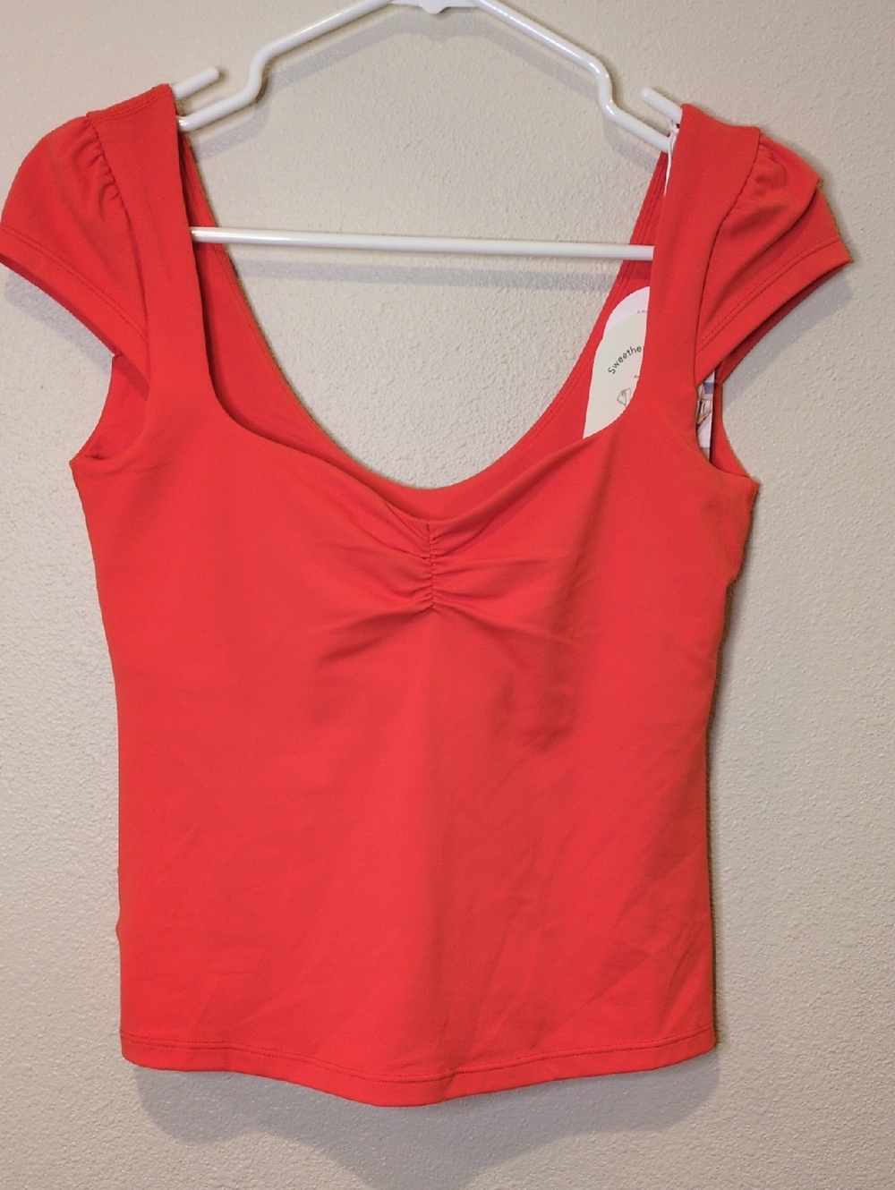 Women's Scoop Neck Short Sleeve Top in Spicy Orange Size Medium Blogilates